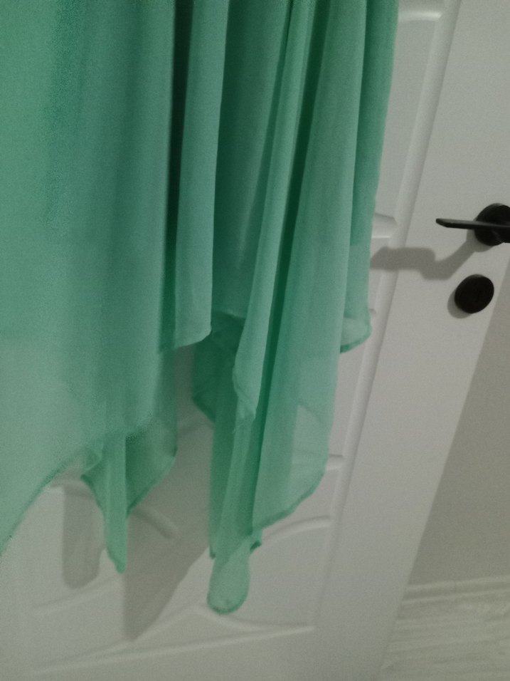 Yeşil Bohem Uzun Drapeli Abiye Elbise - Görsel 3