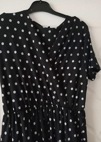 Puantiye Desenli Siyah Mini Elbise - Görsel 3