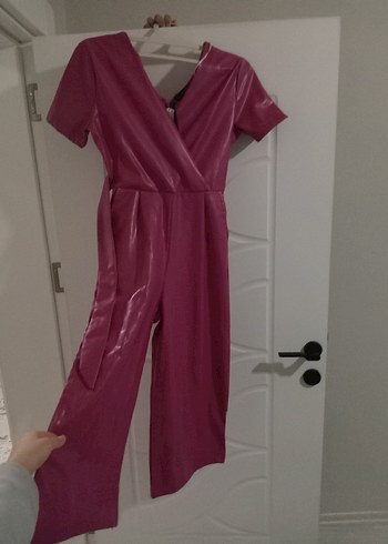 Bordo Drapeli V Yakalı Hamile Tulum deri - Görsel 2