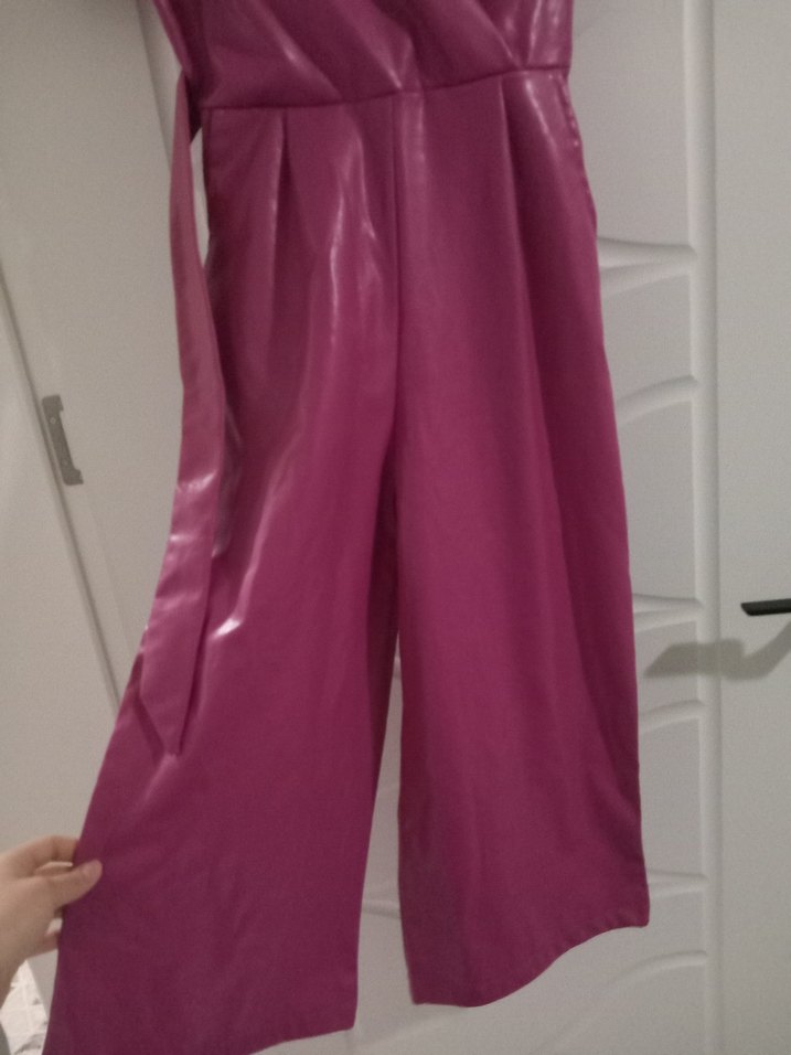 Bordo Drapeli V Yakalı Hamile Tulum deri - Görsel 3