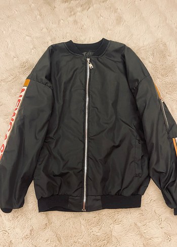 Siyah Fermuarlı Kadın Street Wear Ceket oversize