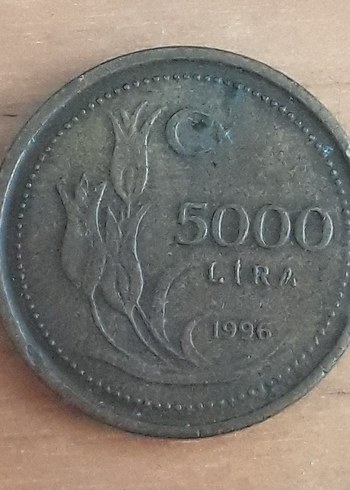 1996 Vintage 5000 Lira Gri Madeni Para