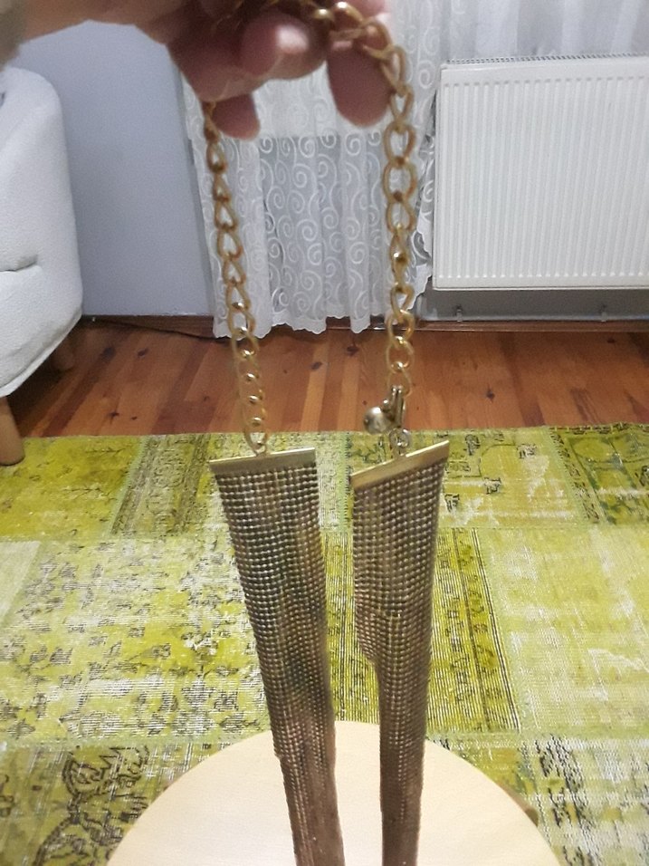 Yılan Desenli Zincir Detaylı Altın Renk Kadın Boyun Zinciri - Görsel 2