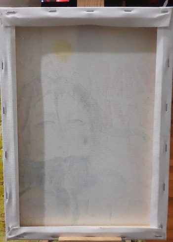 Gri Tonlarda Çizim ve Yazılı Soyut Tablo 25×35 - Görsel 2