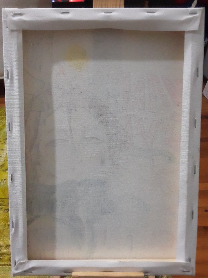 Gri Tonlarda Çizim ve Yazılı Soyut Tablo 25×35 - Görsel 2