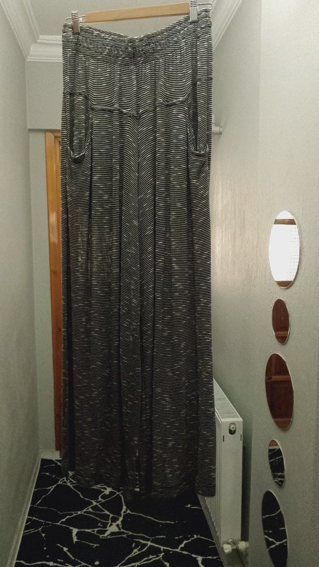 Gri Zebra Desenli Uzun Dökumlu Pantolon uygun Fiyat - Görsel 4