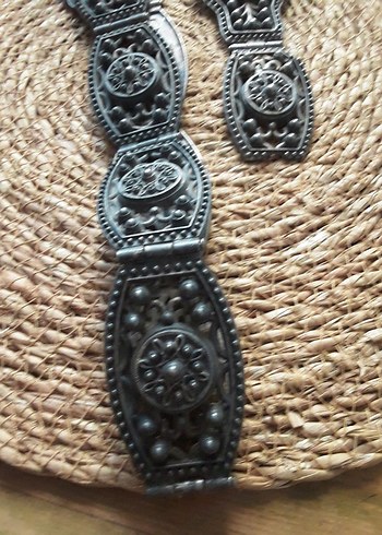 Koyu Kahverengi Bohem Metal Örgü Tokalı Kadın Kemer france. - Görsel 3