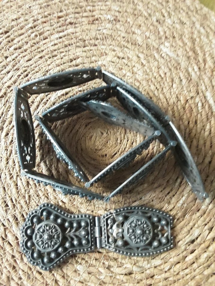 Koyu Kahverengi Bohem Metal Örgü Tokalı Kadın Kemer france. - Görsel 5