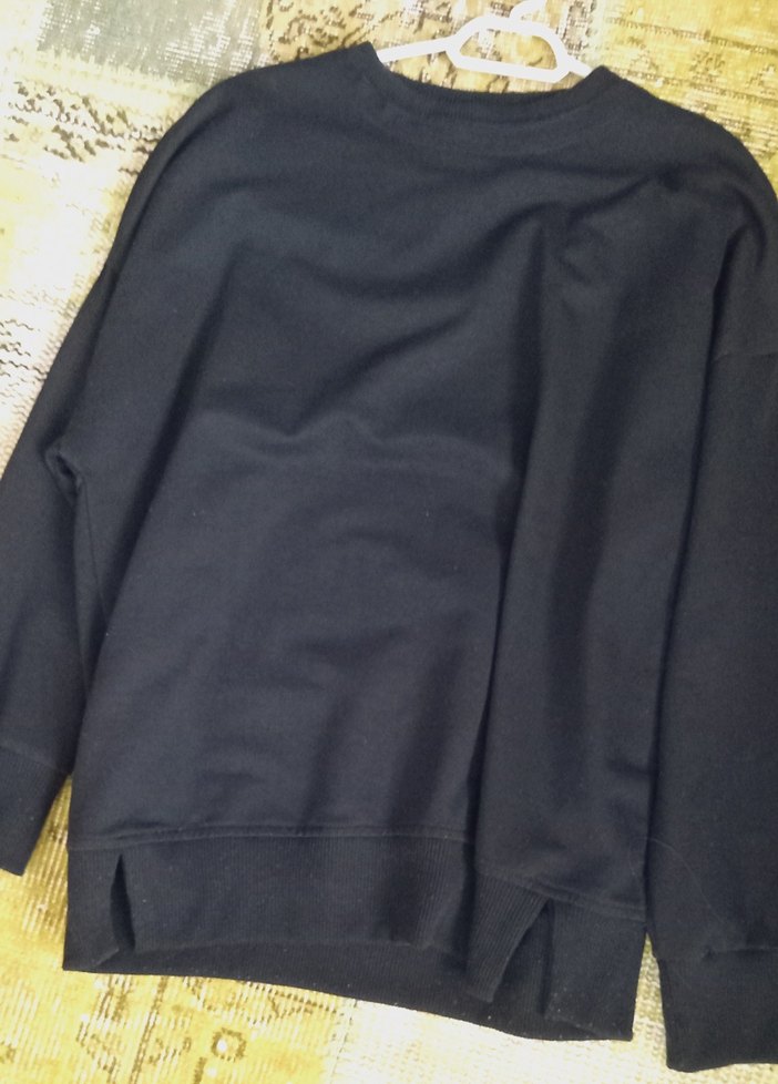 Siyah Oversize Kadın Sweatshirt - Görsel 2