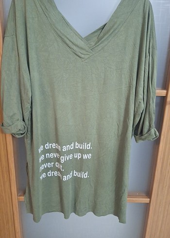 Yeşil V Yaka Hamile Keten Gömlek - Görsel 2