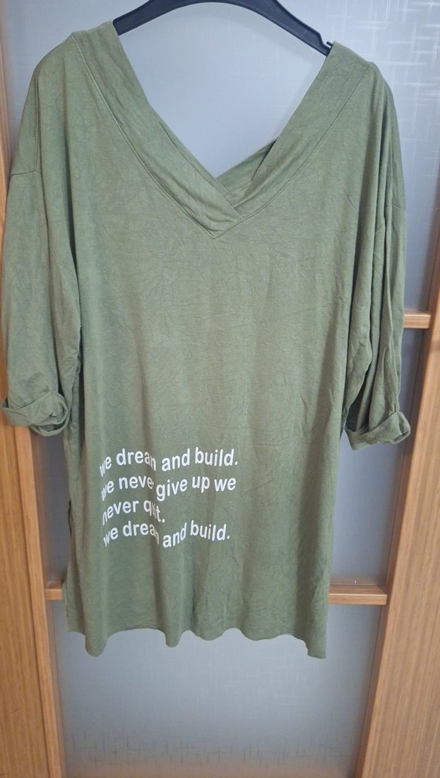 Yeşil V Yaka Hamile Keten Gömlek - Görsel 2