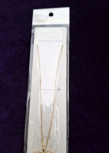 Altın Renk Zincir Detaylı Midi Boy Kolye - Görsel 3