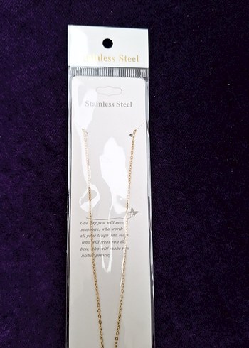 Renkli Baskılı Zincir Detaylı Altın Kadın Kolye - Görsel 3