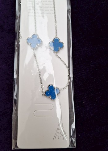 Uzun Zincirli Mavi Kadın Kolye - Görsel 2