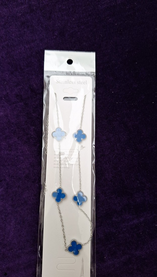 Uzun Zincirli Mavi Kadın Kolye - Görsel 3