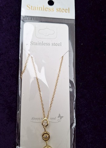 Uzun Zincir Detaylı Altın Renk Kadın Kolye - Görsel 3