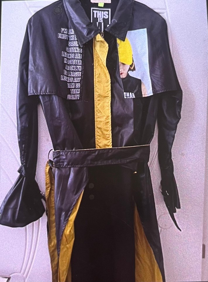 Sarı Baskılı kadın  Midi Boy Trençkot - Görsel 2