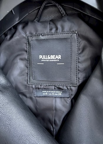 s Beden siyah Renk Pull&Bear Kadın Siyah Deri Biker Ceket