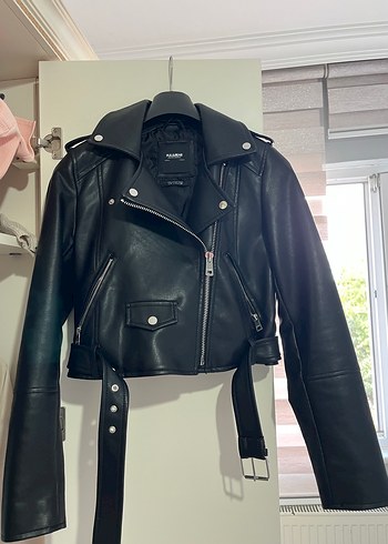 Pull&Bear Kadın Siyah Deri Biker Ceket