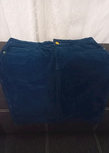 Düğmeli Koyu Mavi Denim Kadın etek - Görsel 2