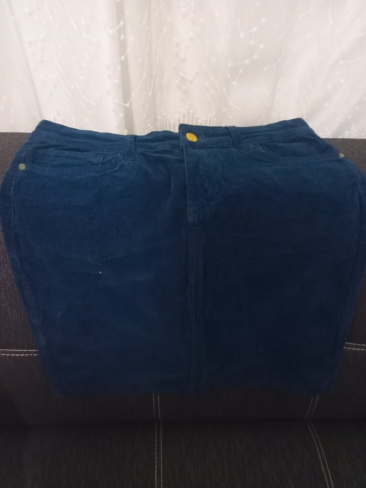 Düğmeli Koyu Mavi Denim Kadın etek - Görsel 2