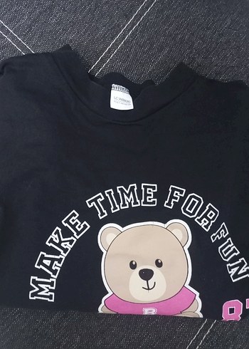 Kız Çocuk Siyah Baskılı Uzun Kollu Tişört - Görsel 2