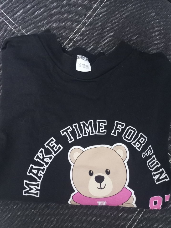 Kız Çocuk Siyah Baskılı Uzun Kollu Tişört - Görsel 2