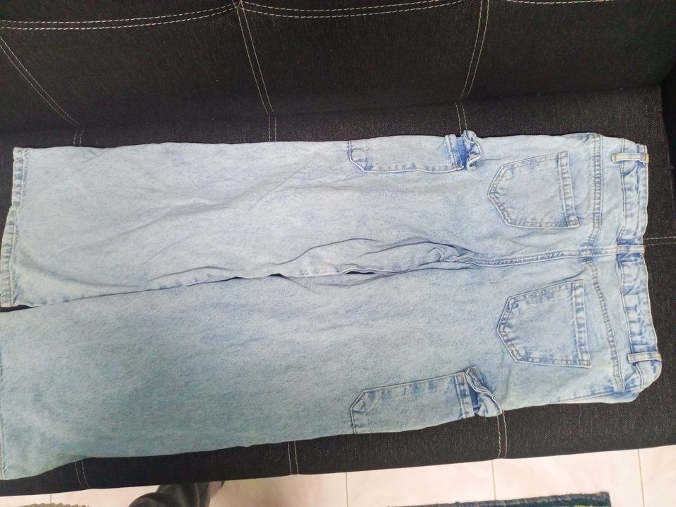 Gri Kemerli Bol Kesim Midi Denim Pantolon - Görsel 2