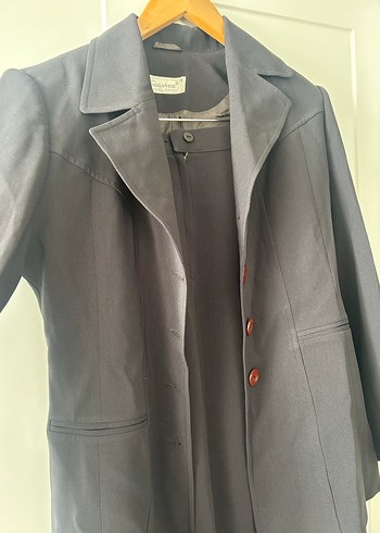 Düğmeli Uzun Gri Kadın Takım Elbise - Görsel 2