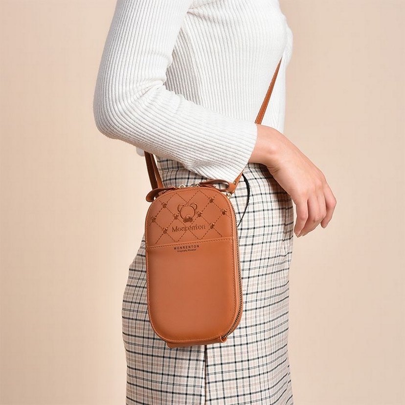 Monrenton Kahverengi Deri Kadın Çapraz Çanta - Görsel 5