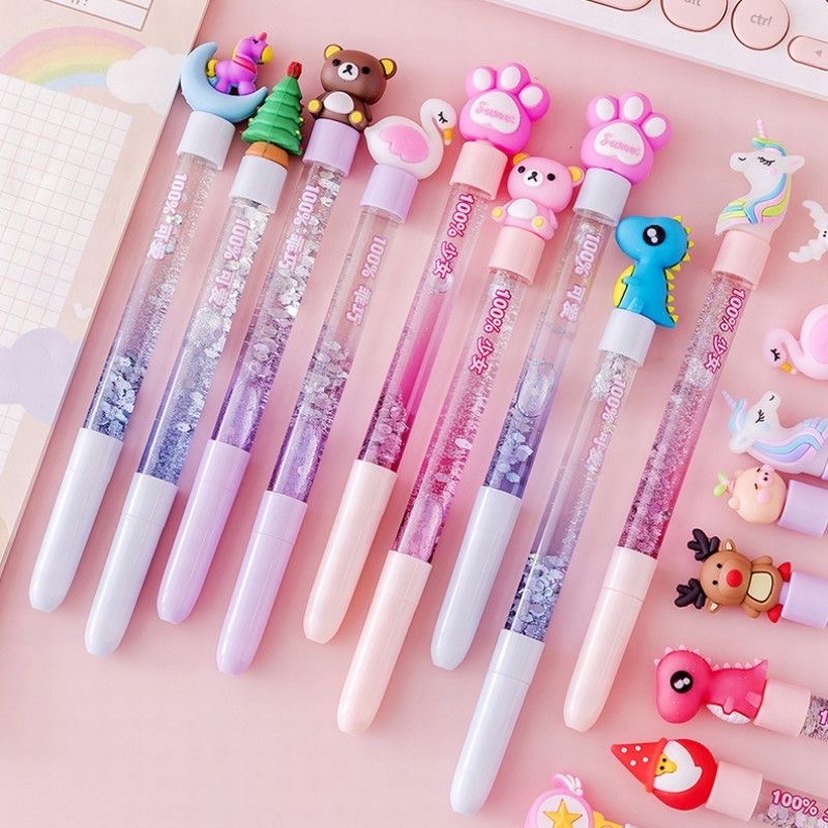 Renkli Pembe Figürlü Jel Kalemler - Görsel 2