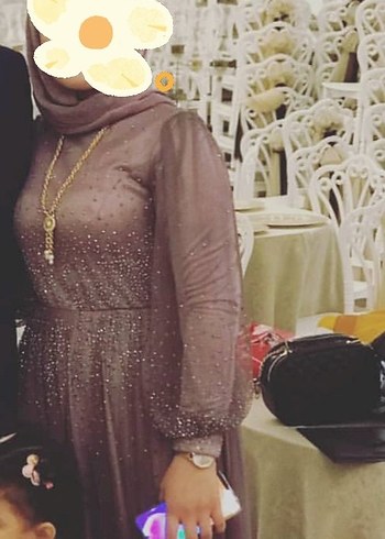 tesettür abiye lila pembe arasında bir renk  40 beden şal dahil - Görsel 2