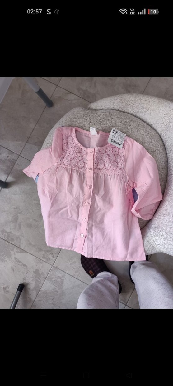 Düğmeli Pembe Nakışlı Kız Çocuk Uzun Kollu Gömlek - Görsel 2