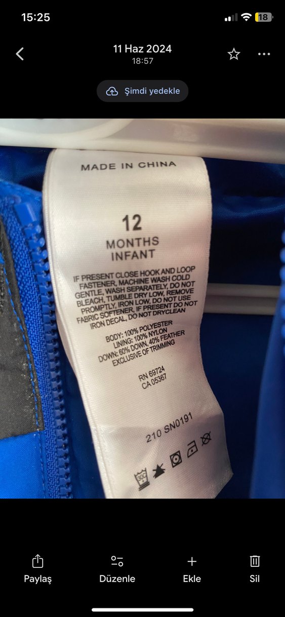 Colombia Erkek Bebek Mavi Fermuarlı Tulum - Görsel 2