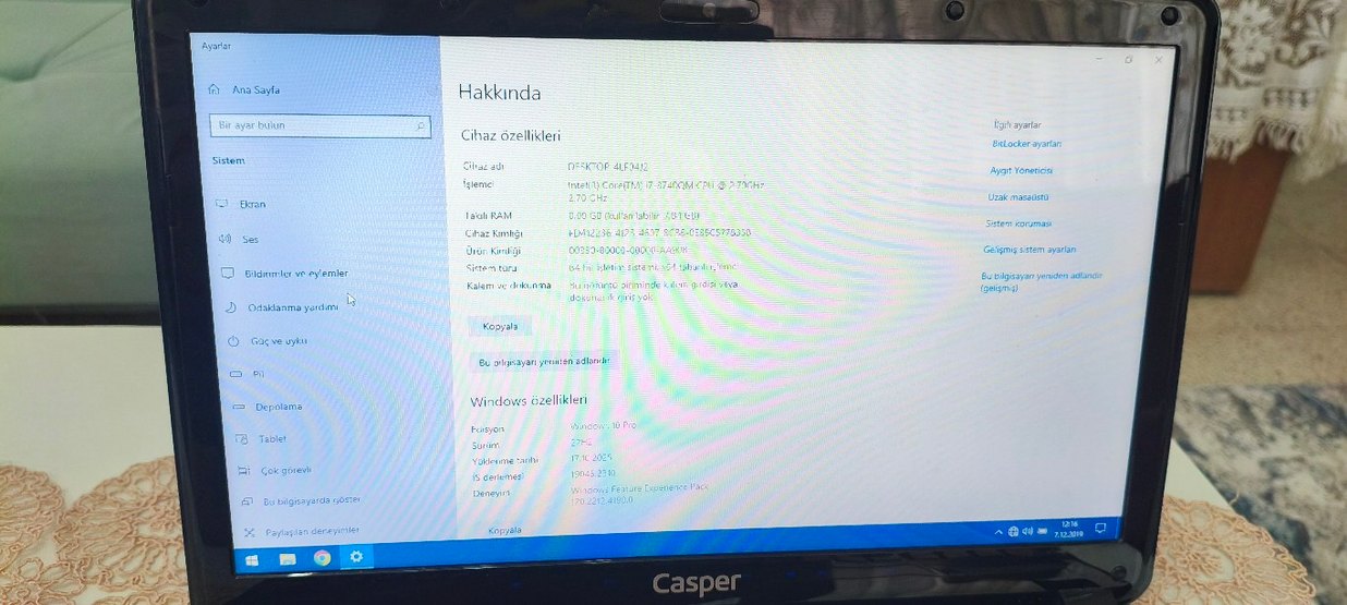 CASPER NİRVANA GRAFİK CANAVARİ_ İ7 _8GB RAM_2GB EK_128SSD+500 HD - Görsel 2