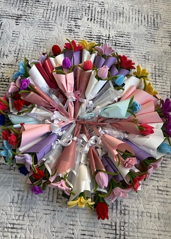 Bohem Tarzda Kadife Çiçek Buketi - Görsel 2