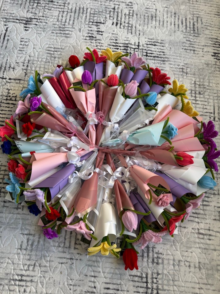 Bohem Tarzda Kadife Çiçek Buketi - Görsel 2