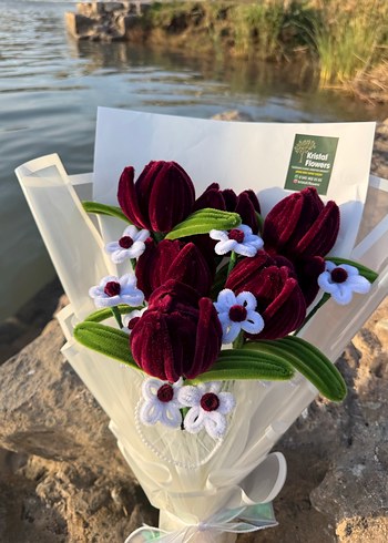 Şönilden kadife dokulu seni seviyorum buketi - Görsel 3