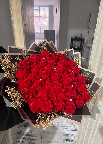 41li Kırmızı Gül çiçek Buketi - Görsel 3