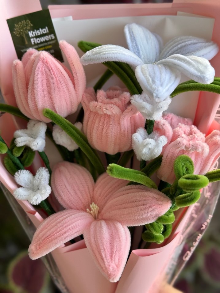 Pembe Karışık El yapımı çiçek buketi - Görsel 2