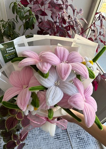 Zambak El yapımı çiçek buketi - Görsel 2