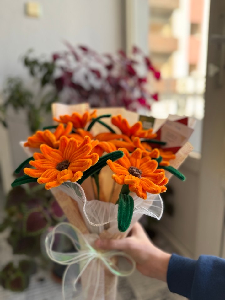 Ayçiçeği El yapımı Çiçek Buketi - Görsel 3