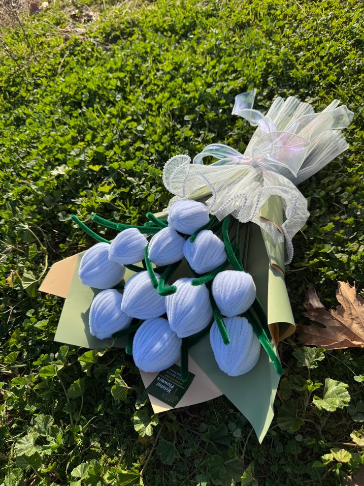 Yapay Beyaz Lale Çiçek Buketi - Görsel 2