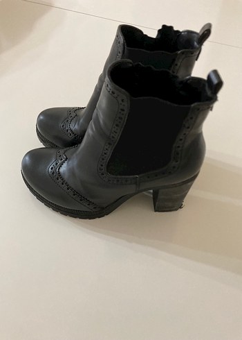 Diğer Siyah Deri Kadın Gotik Dolgu Topuklu Bot