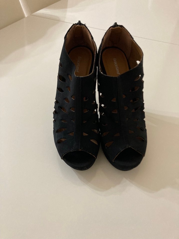 Siyah Desenli Kadın Kalem Topuklu Ayakkabı - Görsel 2