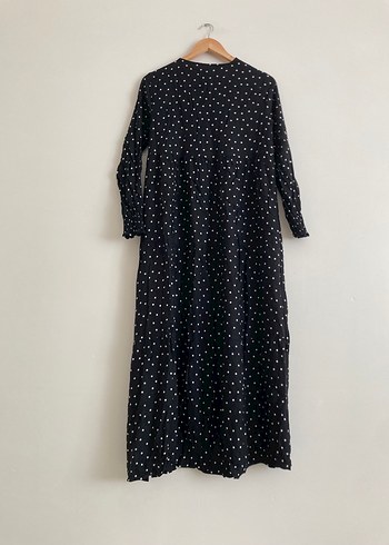 Puantiye Desenli Siyah Uzun Hamile Elbise - Görsel 2