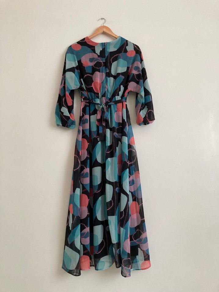 Bohem Tarz Uzun Desenli Kadın Elbise - Görsel 2