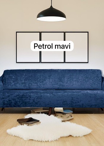 Petrol Mavi Modern kadife Kanepe Örtüsü 3+3+1+1