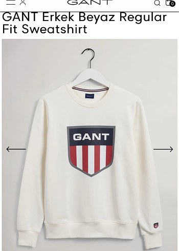 GANT Erkek Beyaz Regular Fit Sweatshirt