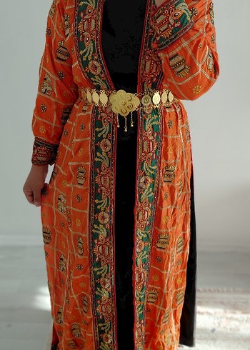 yöresel elbise iç astarını rengi krem rengi Parlak satendir - Görsel 5